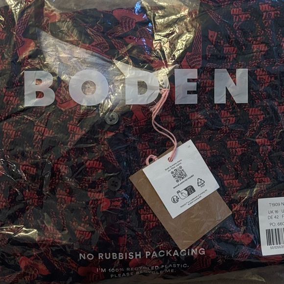 Boden Elsa Smocked Yoke Jersey Shirt French Navy, Swooping Swallow - Picture 6 of 9